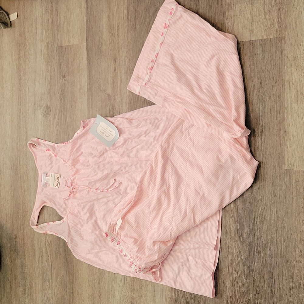 Carole Hochman sweet delight pink striped capri pajamas small